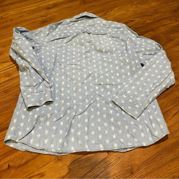 Madewell Women’s Cotton Chambray Denim Jean Light Wash Floral Button Down Shirt - Picture 8 of 8
